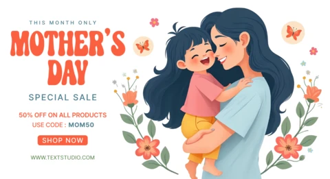 Plantilla de diseño de venta para el Día de la Madre - estilo floral caprichoso