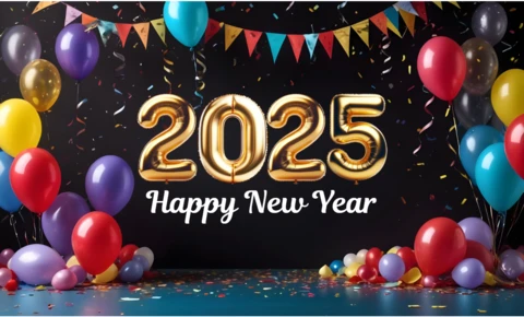 Balloons Happy New Year 2025 VIP Greeting Card Template