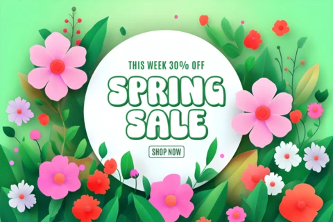 Modèle de conception de vente de printemps avec des illustrations florales vibrantes
