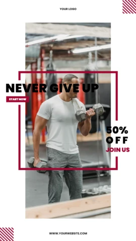 Never Give Up Strength Motivation Instagram Story Post Design Template