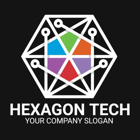 Modello di design del logo Hexagon tech