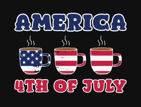 American Flag Pattern Cup T-Shirt Design Template