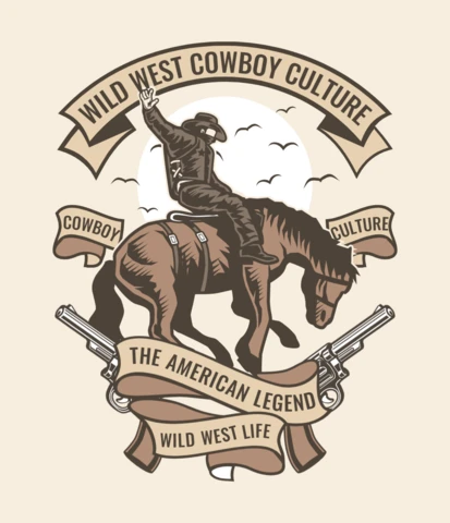 Modèle de conception de t-shirt vintage de la culture des cow-boys du Far West
