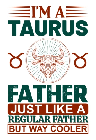 Cool Taurus Father Retro Typography Design Template