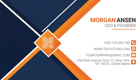 Creative Abstract Modern Business Card Template Dark Blue & Orange Geometric Layout
