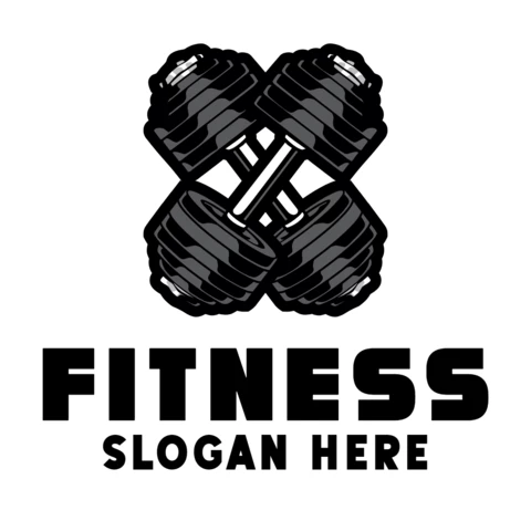 Fitness With Dumbbell Logo Design Template