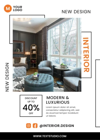 Moderne interieurontwerp sjabloon voor de promotie van luxe woninginrichting