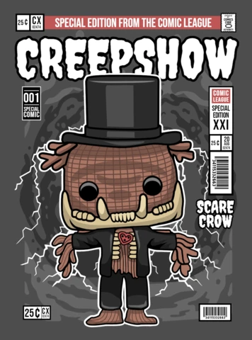 Creepshow Scarecrow Cartoon Character Magazine Cover Design Template