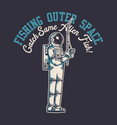 宇宙飛行士の宇宙釣りTシャツデザインテンプレート
