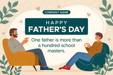 Happy Father's Day Editable Template - Whimsical Illustrative Design for Heartfelt Celebrations