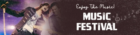 Plantilla de diseño de banner para celebración de festival de música en vivo