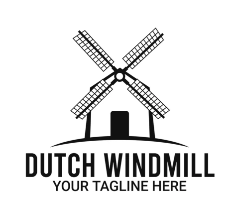 Hollanda yel değirmeni logo tasarım şablonu