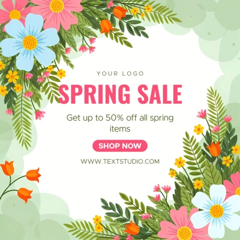Spring Sale Floral Design Template for Promotional Flyers