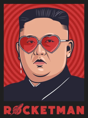Modelo de design de camiseta de paródia do Rocket man kim jong un