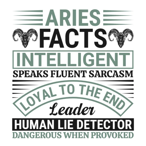 Aries Zodiac Facts Typography Design Template for Customizable Graphics