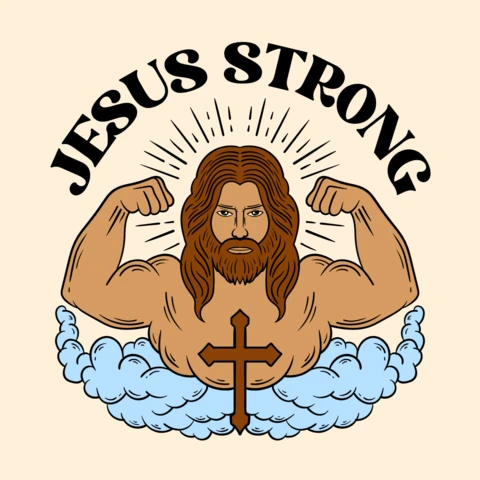 Force alimentée par la foi, t-shirt inspirant pour le fitness avec design de Jésus fort.