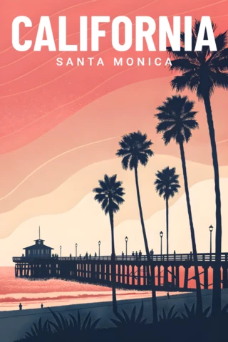 California Sunset Design Template for Travel Posters