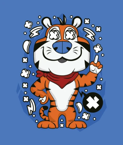 Tony the tiger frosties popüler kültür tişört tasarım şablonu
