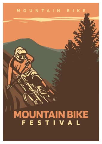 Modello di poster retro per il festival della mountain bike
