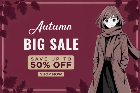 Autumn Sale Design Template with Stylish Character for Promotional Flyers