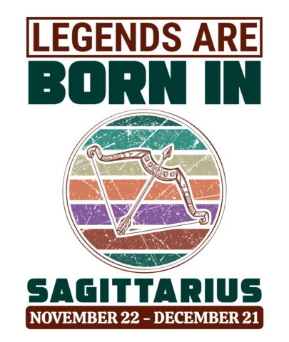 Retro-Inspired Sagittarius Design Template: Legends Are Born In November 22 - December 21