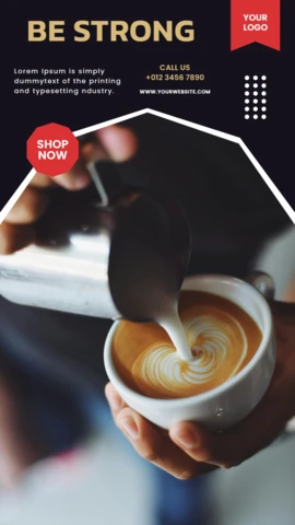 Bądź silny szablon posta na Instagramie w kawiarni
