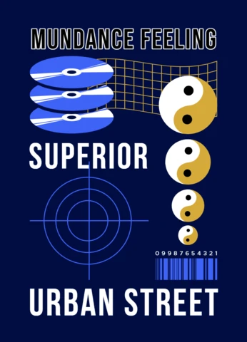 Urban Street Design Template with Yin Yang and Geometric Elements for Apparel