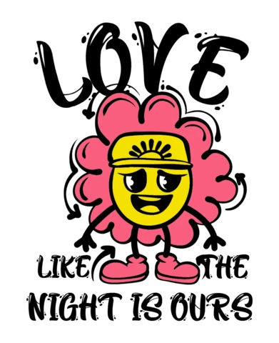 Love Themed Cartoon Flower Design Template for T-Shirt Printing