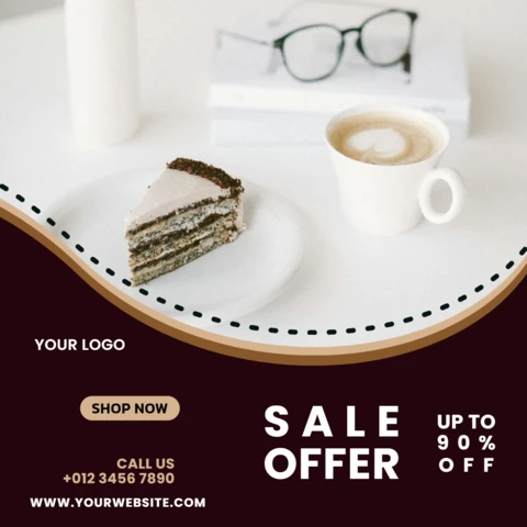 Sale Offer Coffee Shop Social Media Post Design Template