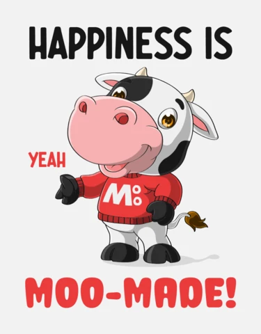 Happiness Quote With Cute Cow Design for Fun Cartoonish Creations Template