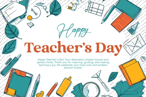 Creative Teacher's Day Celebration Template Design with Artistic Elements