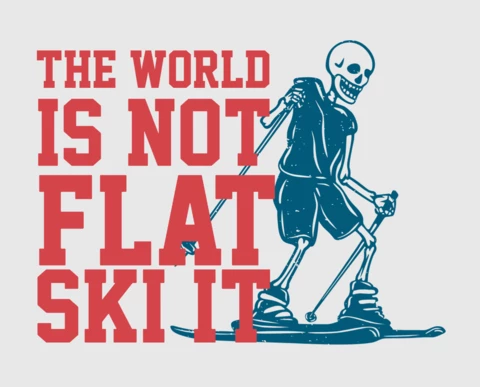 Skeleton Playing Ski Vintage T-shirt Design Template