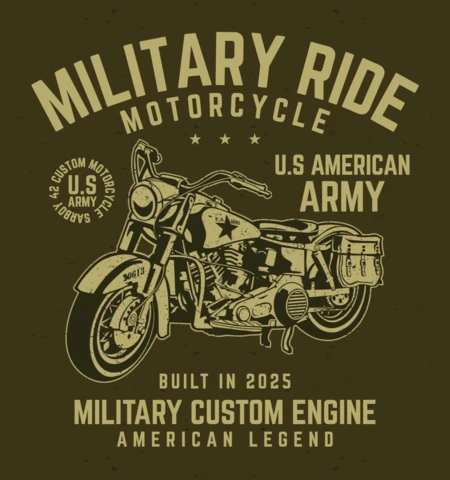 Military Ride Motorcycle T-shirt Design Template