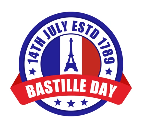Happy Bastille Day Badge Logo Design Template