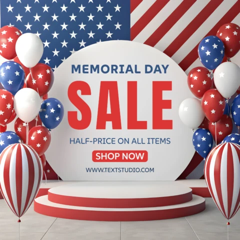 Patriotic Memorial Day Sale Template Design with Bold Graphics and Festive Elements