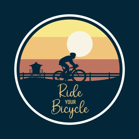 Mountain Bike Badge Jump Silhouette Vintage Logo Design Template
