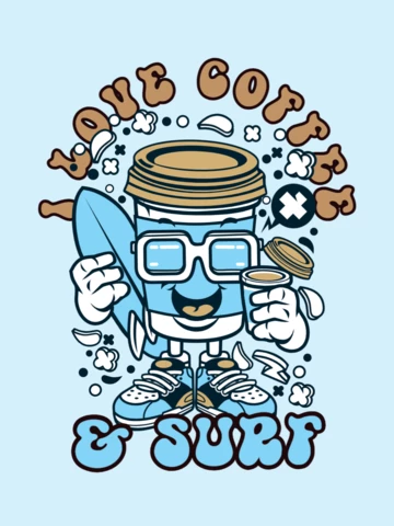 I Love Coffee And Surf T-shirt Design Template