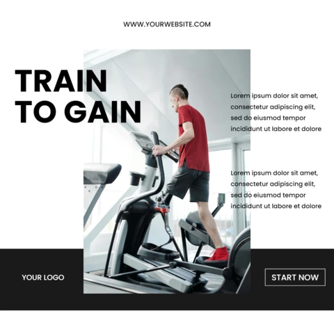 Train To Gain Gym Minimal Instagram Post Design Template