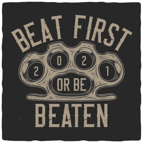 Battre le premier ou être battu Modèle de t-shirt vintage