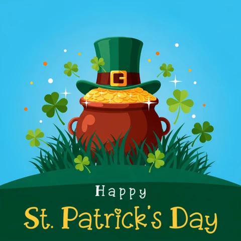 St. Patrick's Day Pot of Gold Design Template for Festive Greeting Cards