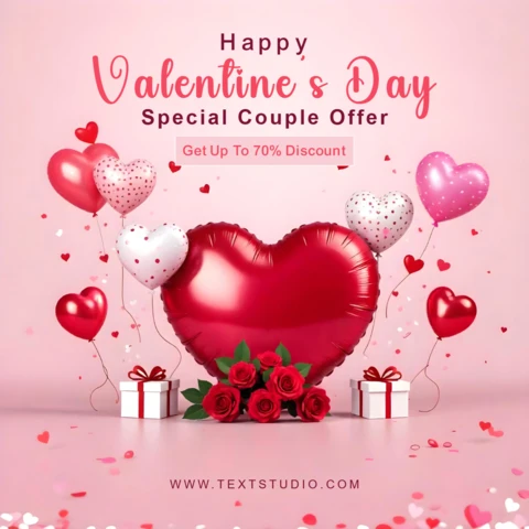 Valentine's Day Special Offer Design Template for Couples