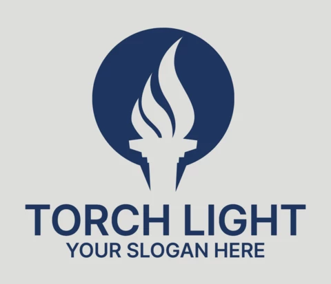 Torch And Fire Logo Design Template Black