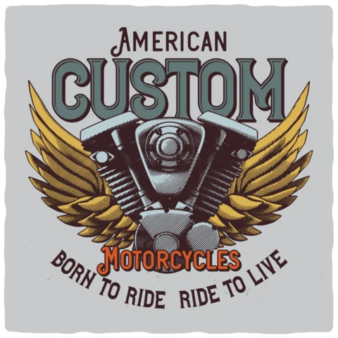 American Custom Motorcycles T-shirt Design Template