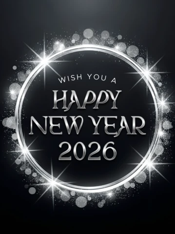Elegant New Year Celebration Template Design with Silver Sparkles for Greeting Cards
