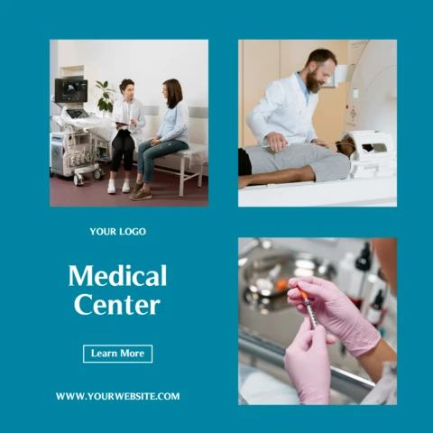 Plantilla de diseño para publicación en redes sociales de publicidad de atención médica