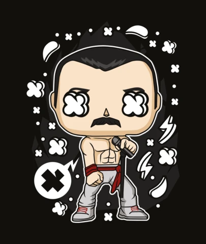 Freddy Mercury popcultuur t-shirt ontwerp sjabloon