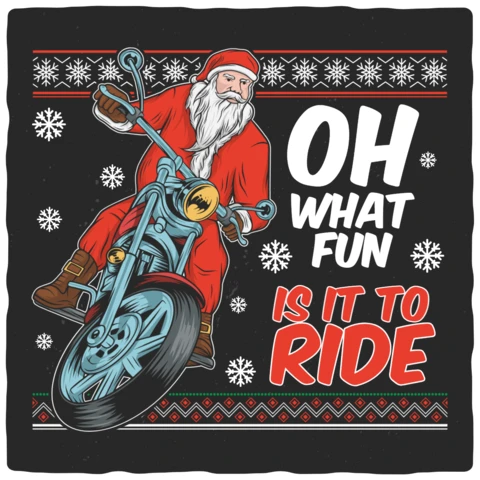 Santa Claus Riding Motorcycle T-shirt Design Template