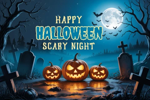 Modelo de design de abóbora de Halloween assustadora para convites de festa