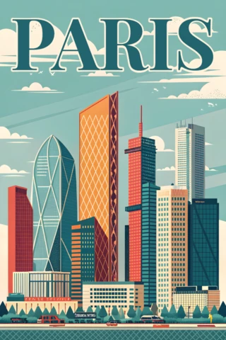 Retro Flat Paris La Défense Design for Travel Posters and Merch