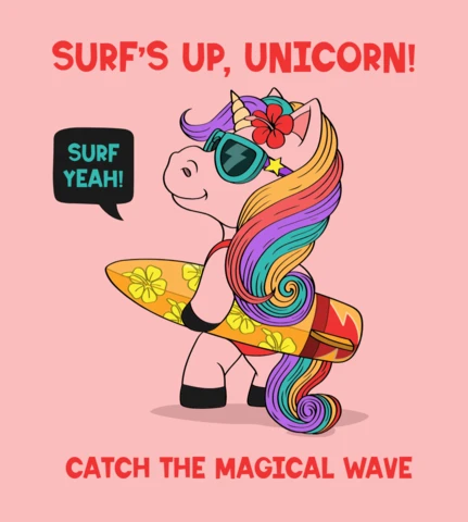 Surf's Up Unicorn Design Template: Catch The Magical Wave